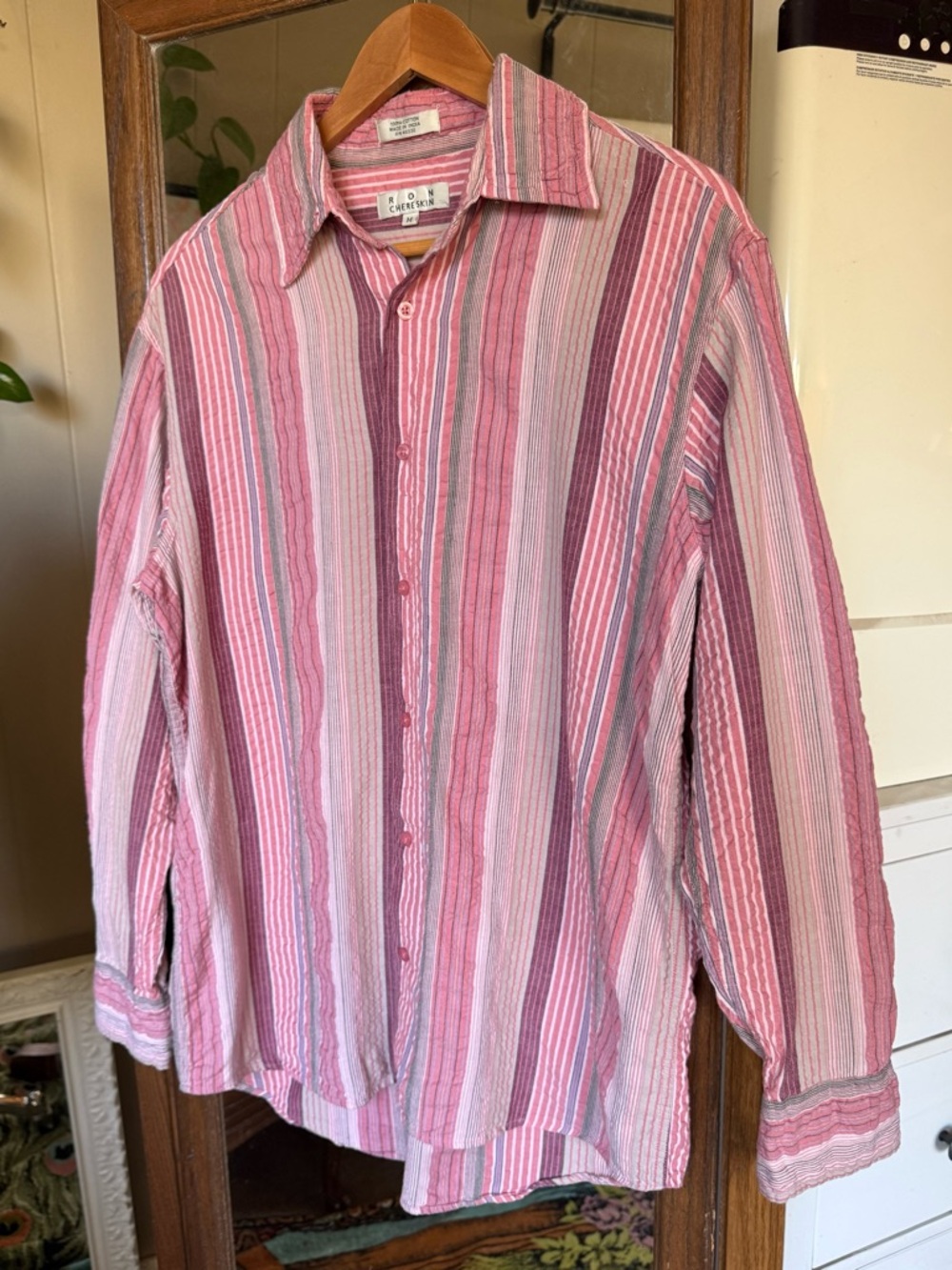 Ron Chereskin Men’s Size Medium Button Up Shirt 100% Cotton Nectar